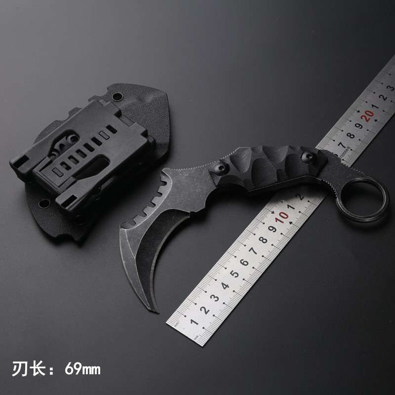 一折鹰爪战术_夜骑士鹰爪d2钢战术高硬度直刀野外求生军刀防身随身