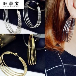 欧美复古925银针夸张圆圈耳环韩国超大气个性圆环形耳圈
