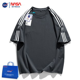 NFT NASA潮流美式短袖T恤男夏季休闲运动ins港风经典三条杠衣服