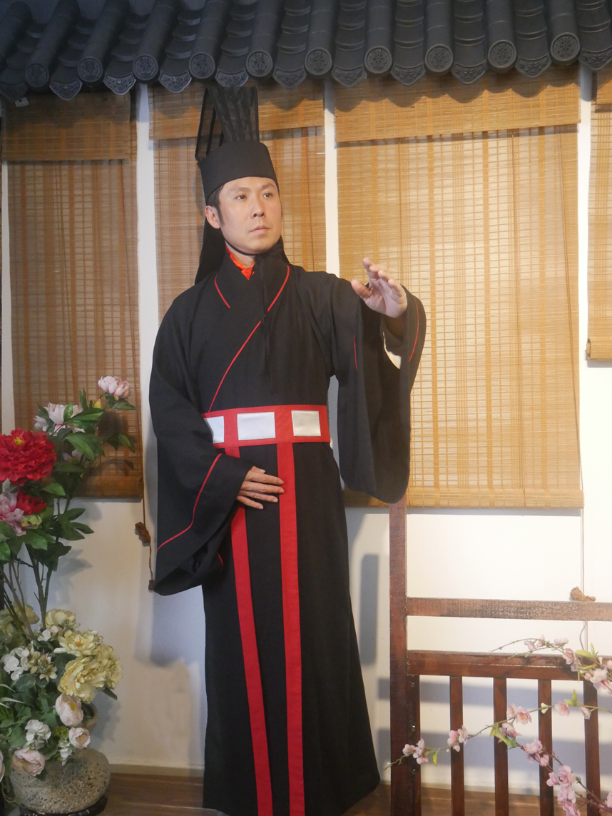 上衣下裳红黑玄色直裾古代汉服礼服秦汉三国文丞相男装进贤冠定制