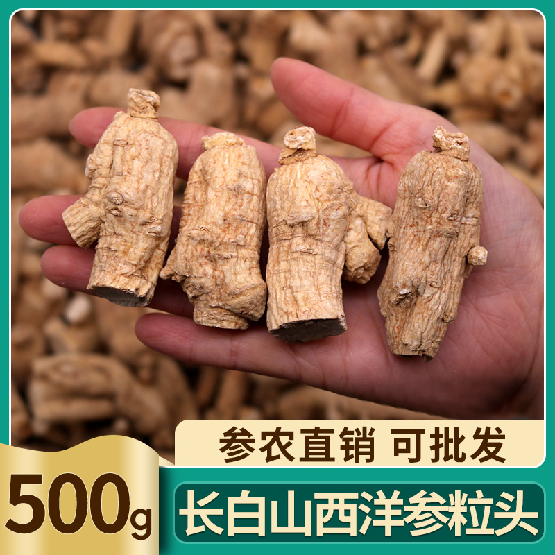 正宗东北长白山西洋参粒头500g克