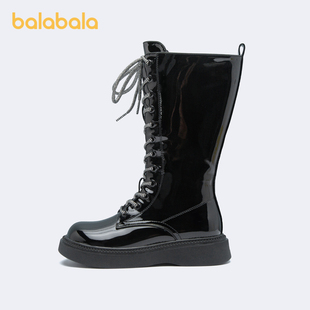 巴拉巴拉儿童靴子2022冬季新款舒适耐磨女小童时尚潮流高筒马丁靴