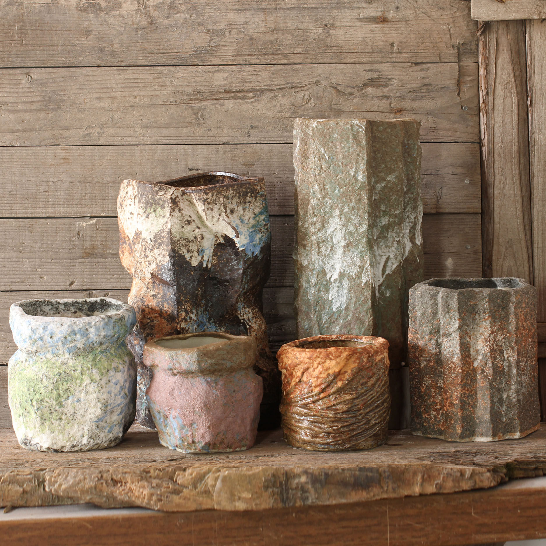 淘里陶器 景德镇手捏复古多肉花盆粗陶花盆花器绿植室内花盆