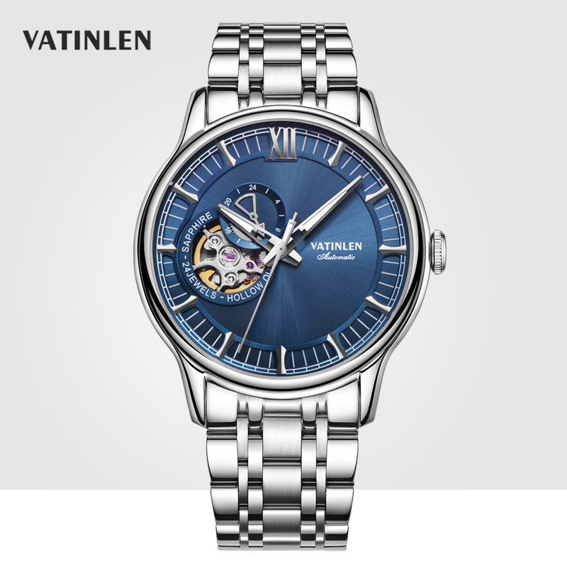 华天伦手表男士全自动机械表钢带时尚商务防水镂空2021新款dw男表