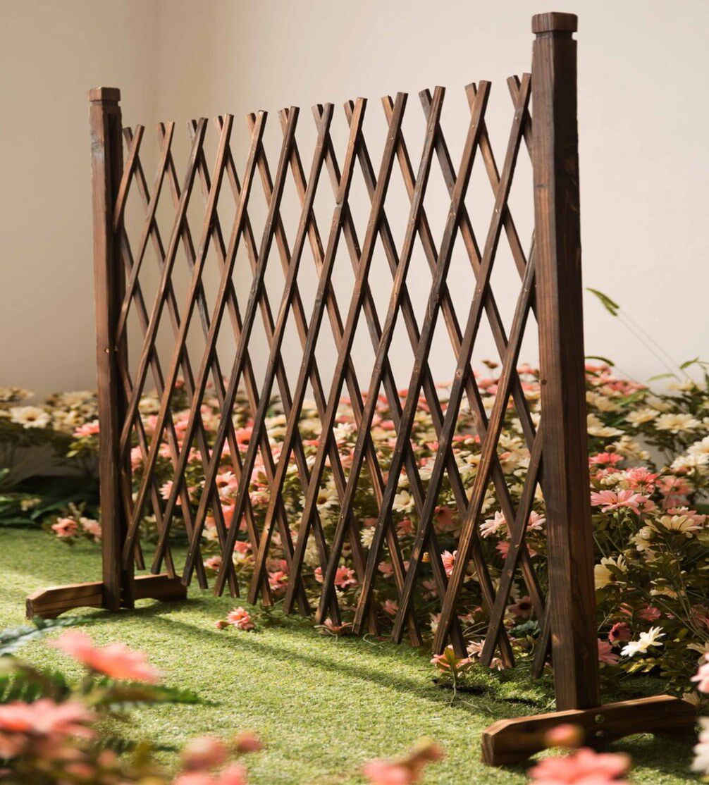 木网格栅栏木栅栏木栏栅伸缩拉网隔断围栏木篱笆爬藤架护栏