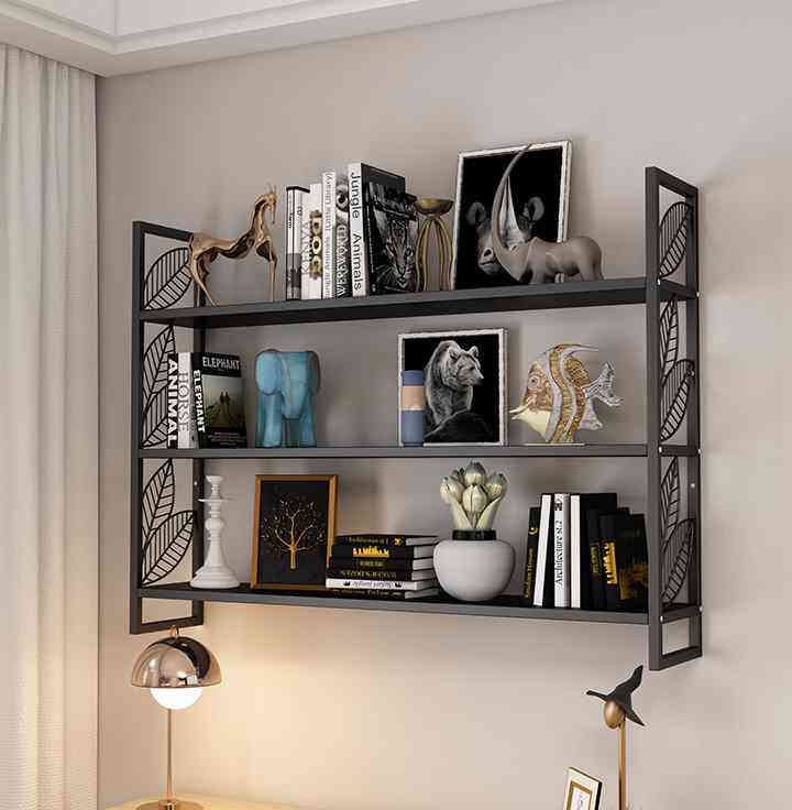 铁艺墙上书架卧室一字隔板层板架北欧墙面壁柜客厅墙壁挂墙置物架