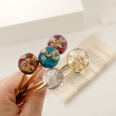 韩国璀璨星空发簪ins日系簪子可爱少女盘发金箔发插发钗优雅头饰