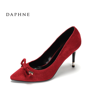 普拉達包修理 Daphne 達芙妮性感尖頭正裝女鞋 潮流絨面蝴蝶結高跟鞋1020101085 普拉達大包