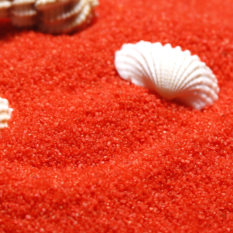 500克彩色细沙子 红色石英砂 微景观造景沙 装饰鱼缸底沙 红砂子