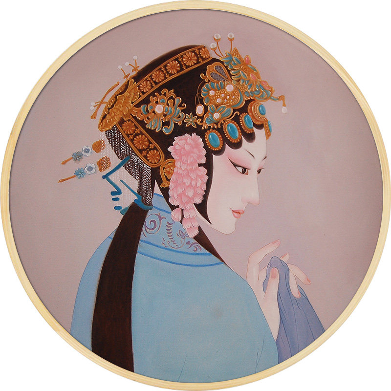 新款印花法国正品dmc十字绣客厅餐厅玄关新中式中国风京剧人物