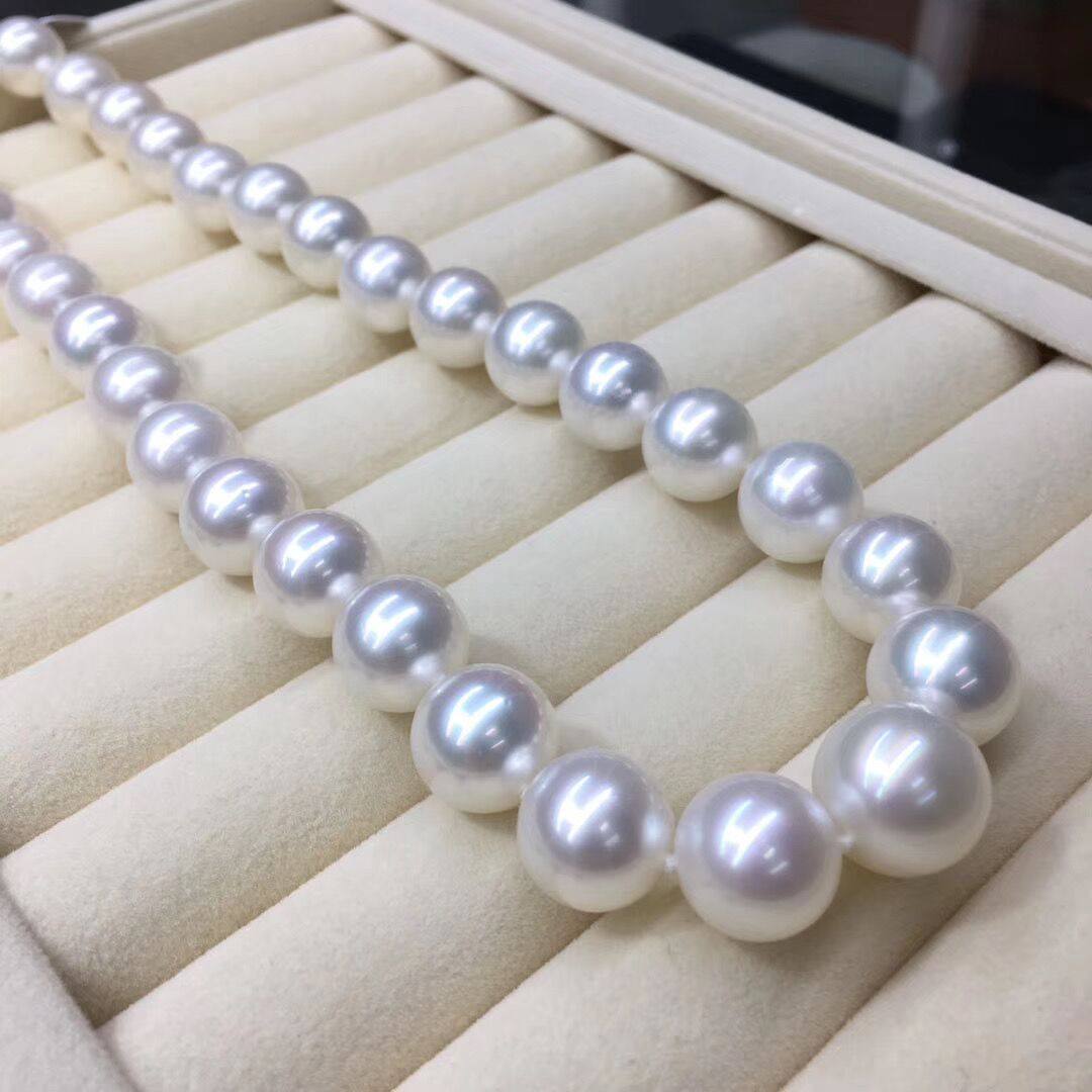 澳白珍珠项链13-15mm南洋白珠项链正圆透亮强光冷白透粉海水珍珠