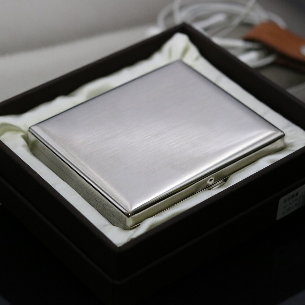 kuboy酷宝男士高档不锈钢烟盒 时尚加厚金属拉丝20支装香菸烟