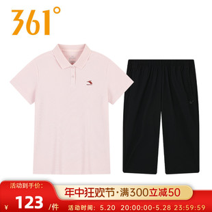 361运动套装女翻领短袖POLO衫七分裤2024夏季新款休闲速干两件套