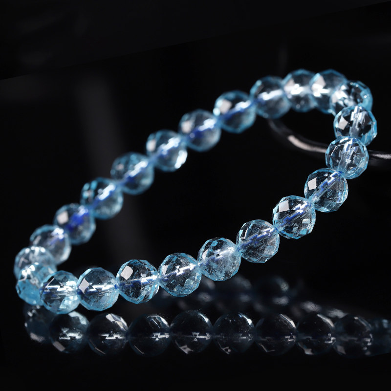 的优惠券大全—纯净体-天空蓝托帕石手链女男款 钻面切割托帕石手串女