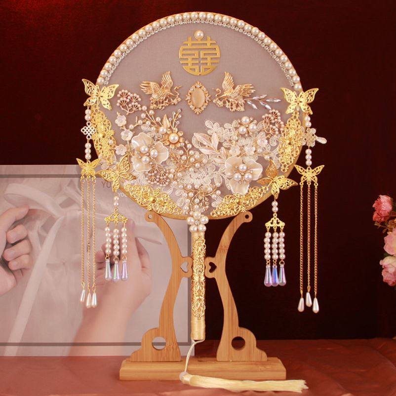 婚礼秀禾服团扇中式结婚新娘出嫁遮面扇