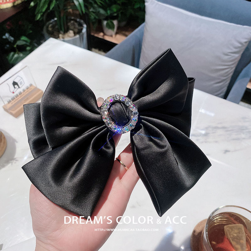 超大黑色蝴蝶结头饰气质ins发夹网红镶钻发卡后脑勺夹子韩版顶夹