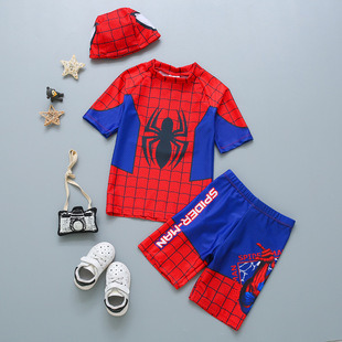2024新款儿童男童中小童分体可爱泳装卡通套装造型蜘蛛防晒泳衣