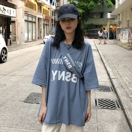 半袖女夏宽松韩版百搭女生帅气酷酷的嘻哈上衣服2019新款短袖t恤