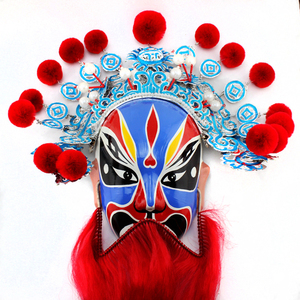 定做京剧脸谱 钟馗大胡子 纯手绘特色面具 酒店家居装饰礼品挂件