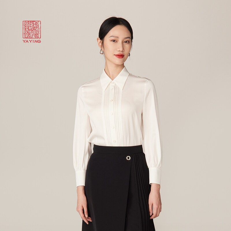 系列真丝ep雅莹高端优雅设计白色衬衫2022衬衫