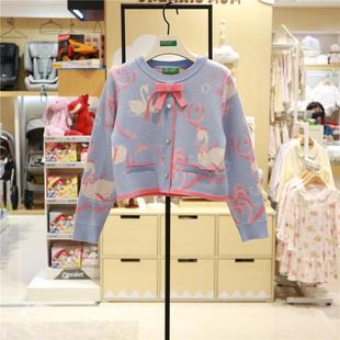 benetton kids韩国童装代购24春季女童长袖淑女针织套头毛衣上衣