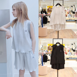 roanjane高端设计师儿童黑色套装韩国代购24夏季时尚背心+裤子