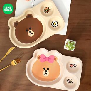 LINE FRIENDS卡通餐具创意可爱陶瓷儿童实用餐盘分格减脂早餐盘子