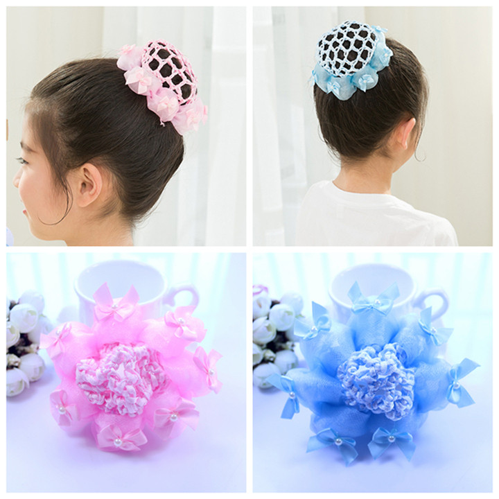 考级夏季头饰韩版花边儿童头花女童发饰带钻发网女孩跳舞盘发网兜