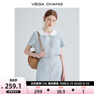 VEGA CHANG假两件连衣裙女2024夏季新款高级感小个子法式显瘦裙子