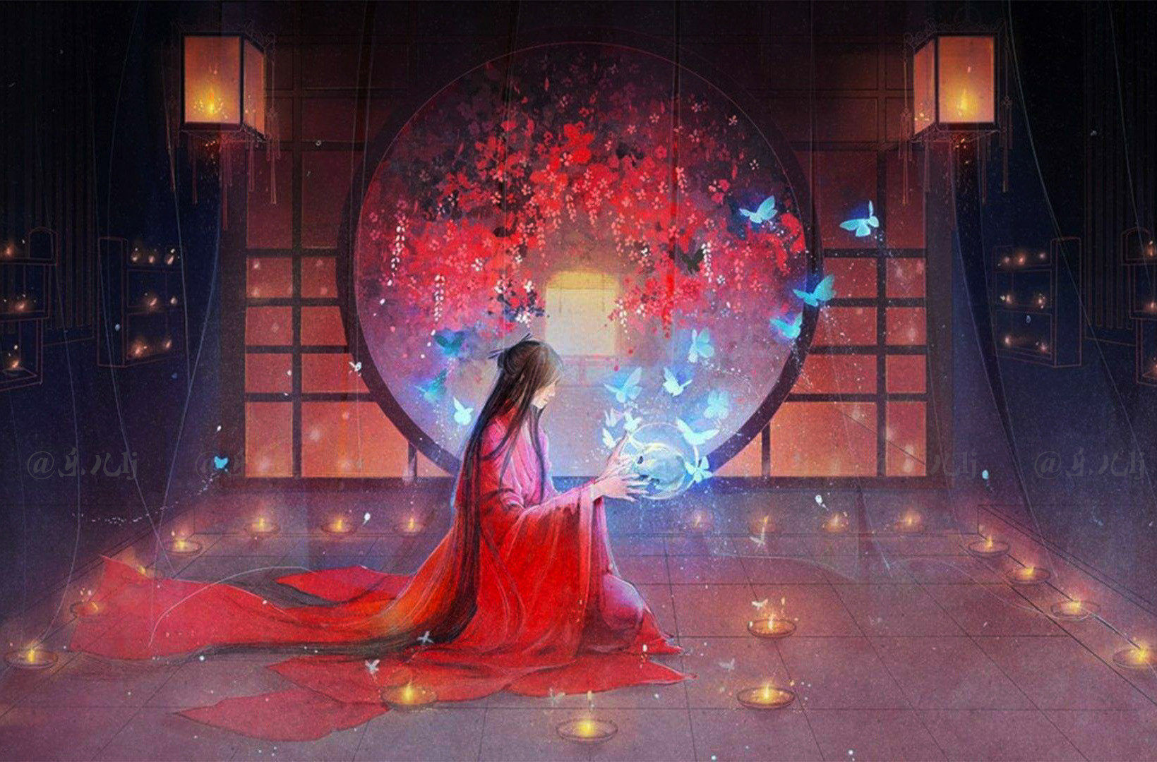 2018唯美古风钻石画圆钻满钻修罗场贴钻十字绣钻石绣血魔泪红嫁衣_5折