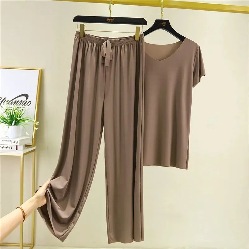 Female Home Clothes 2 Pieces Set Lady Home Suit Summer Women