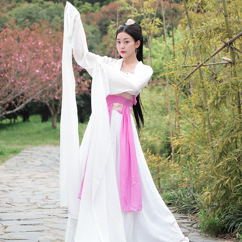 珂卡蝶原创日常汉服水袖舞蹈服仙女古装汉服清新风古典舞演出服