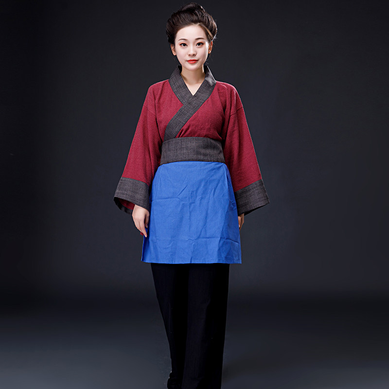 珂卡蝶影视古装棉麻汉服村姑妇人装剧组群演酒馆老板娘古装演出服