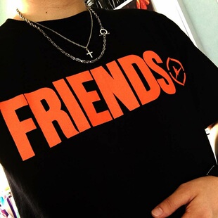 t恤 friends藤原浩闪电大v潮流宽松高街嘻哈男女短袖 过验vlone