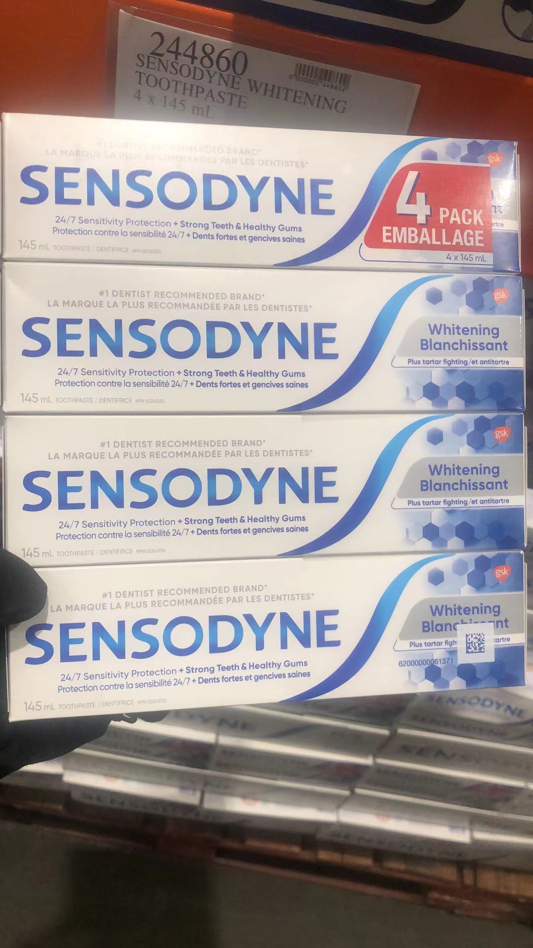 加拿大直邮 Sensodyne舒适达美白舒缓防蛀抗敏感过敏牙膏 4x145ml