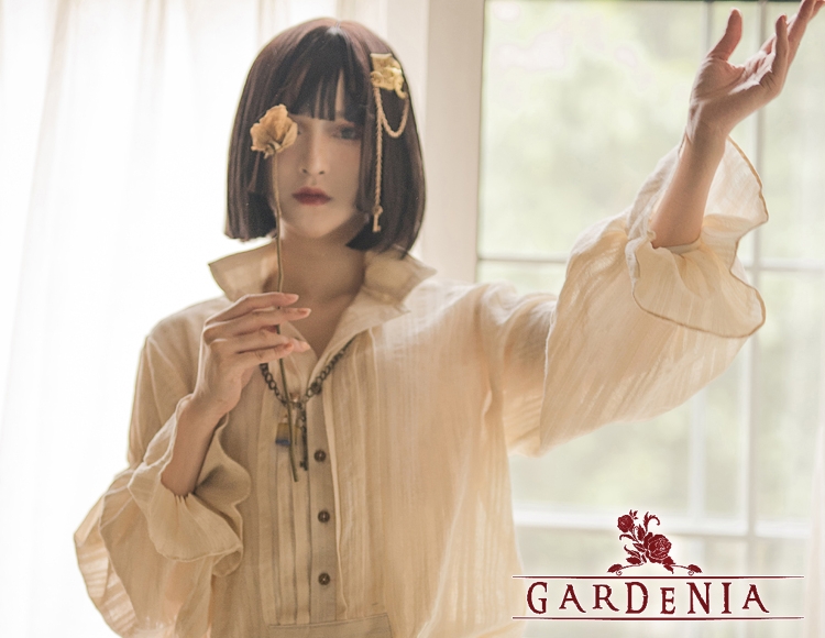 Gardenia原创女装银丝衬衣南瓜裤花匠与诗人19世纪工业仙女棉质