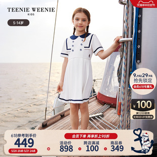 TeenieWeenie Kids小熊童装24年夏季新款女童海军风娃娃领连衣裙