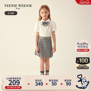 TeenieWeenie Kids小熊童装女童23年款秋季优雅花苞短袖衬衫