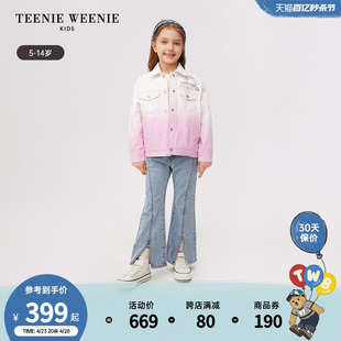 TeenieWeenie Kids小熊童装24春季新款女童时尚渐变牛仔夹克外套