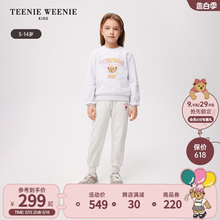 TeenieWeenie Kids小熊童装24春季新款女童圆领花边袖套头卫衣
