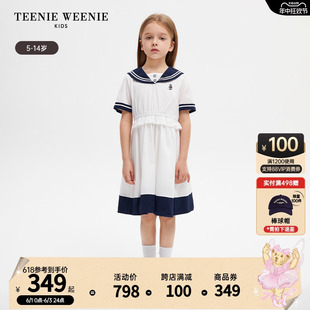 TeenieWeenie Kids小熊童装女童24年夏款复古海军领短袖连衣裙