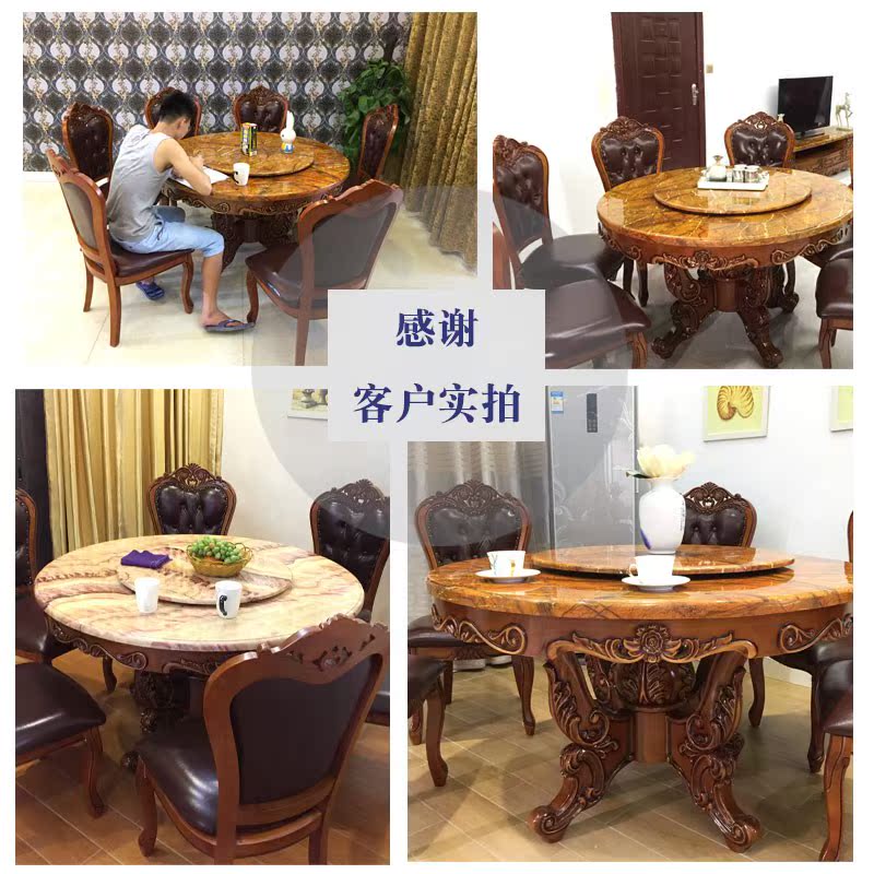 欧式餐桌椅组合复古实木大理石高档餐厅家用高档圆桌6人歺桌子|msdalam kategori perabot kediaman, of Tables, meja makan - dari Buy2taobao.com untuk memberikan perkhidmatan ejen Taobao profesional membeli