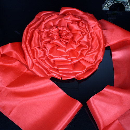 结婚新郎丝绸大红花球 开业剪彩用品婚庆红绸布花汽车装饰红绣球