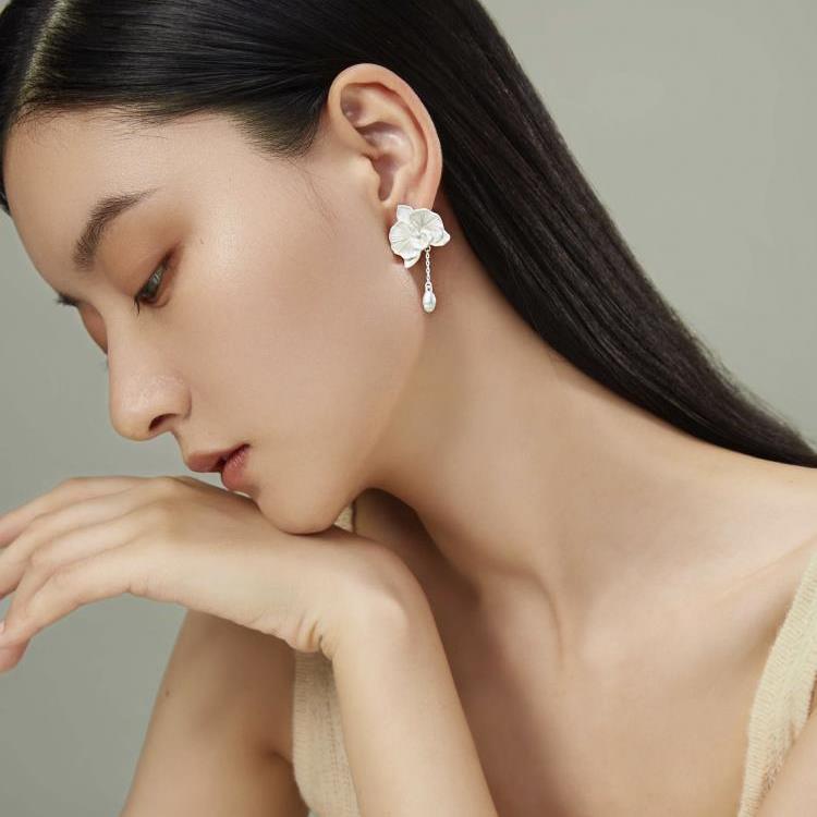 英国CherryKoko新中式蝴蝶兰耳环纯银饰品小众轻奢原创品牌