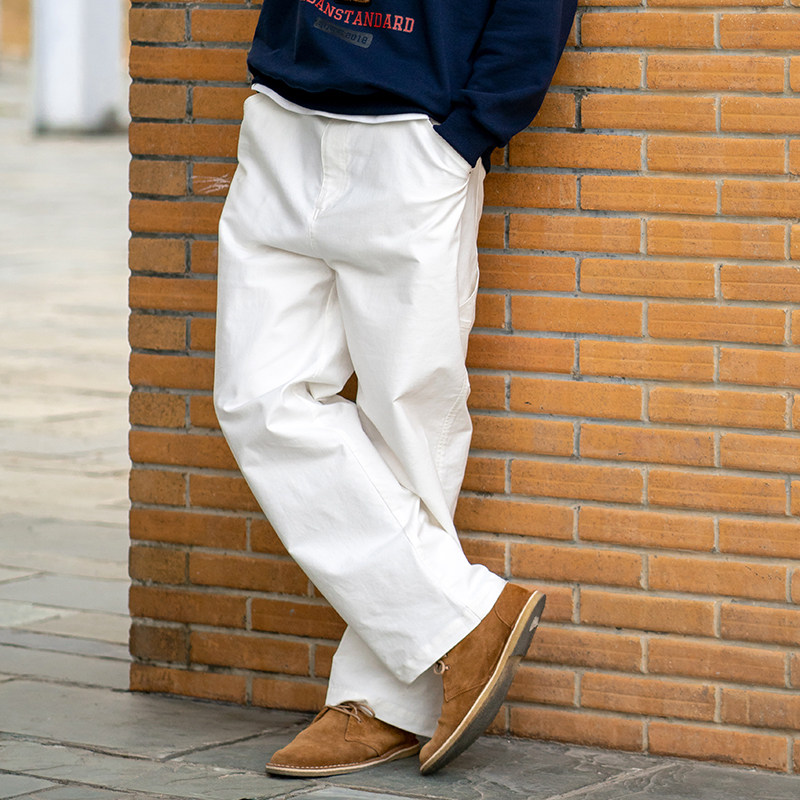 urbanstandard 白色工装裤男潮牌ins直筒宽松多口袋休闲长裤子