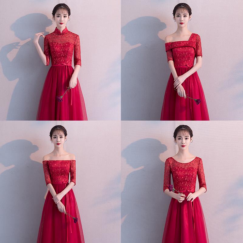 敬酒服新娘2019春款酒红色长款显瘦结婚礼服订婚衣服女连衣裙修身|msdalam kategori Butik wanita / wanita, perkahwinan/Cheongsam/pakaian, pakaian/malam - dari Buy2taobao.com untuk memberikan perkhidmatan ejen Taobao profesional membeli