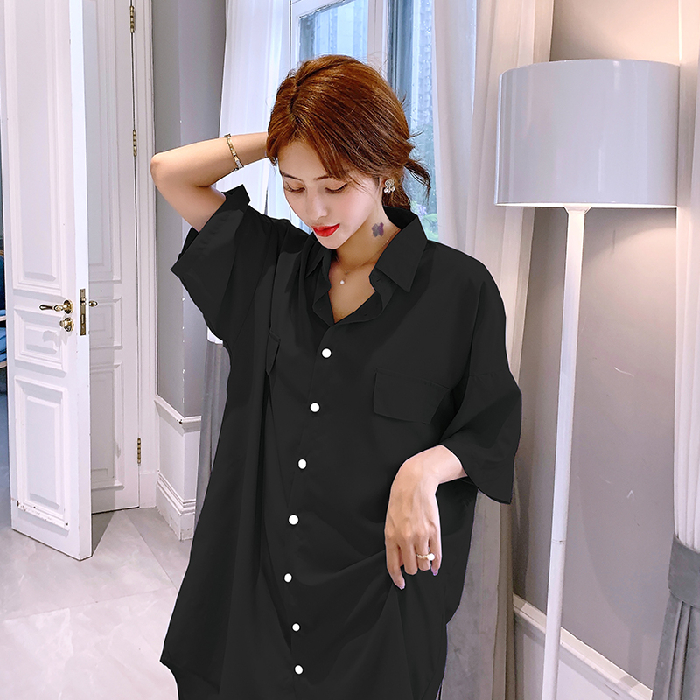 男友风衬衫裙#【黑色】