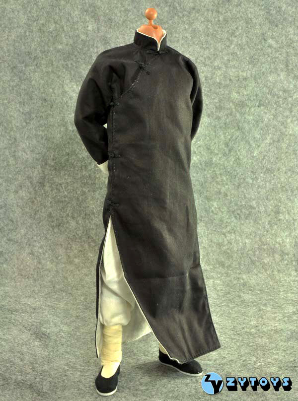 一折兵人衣服_zytoys 1/6 兵人模型服装 叶问 黄飞鸿 有领长袍功夫