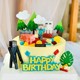 61儿童节我的世界树叶生日蛋糕装饰摆件积木玩具男孩卡通插件配件