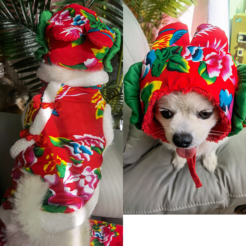 新年装礼服宠物狗狗猫咪衣服小中大型犬法斗秋冬服饰用品